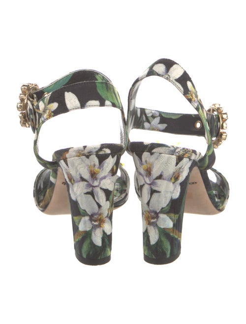 Dolce & Gabbana Floral Print Crystal Embellishments Slingback Sandals