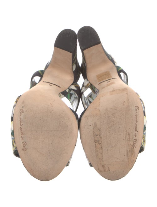Dolce & Gabbana Floral Print Crystal Embellishments Slingback Sandals