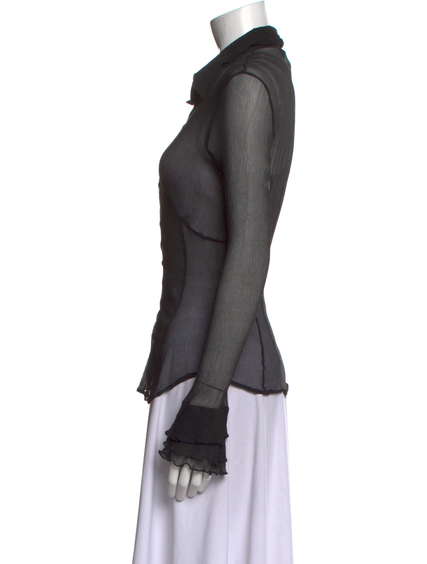 D&G Silk Long Sleeve Button-Up Top