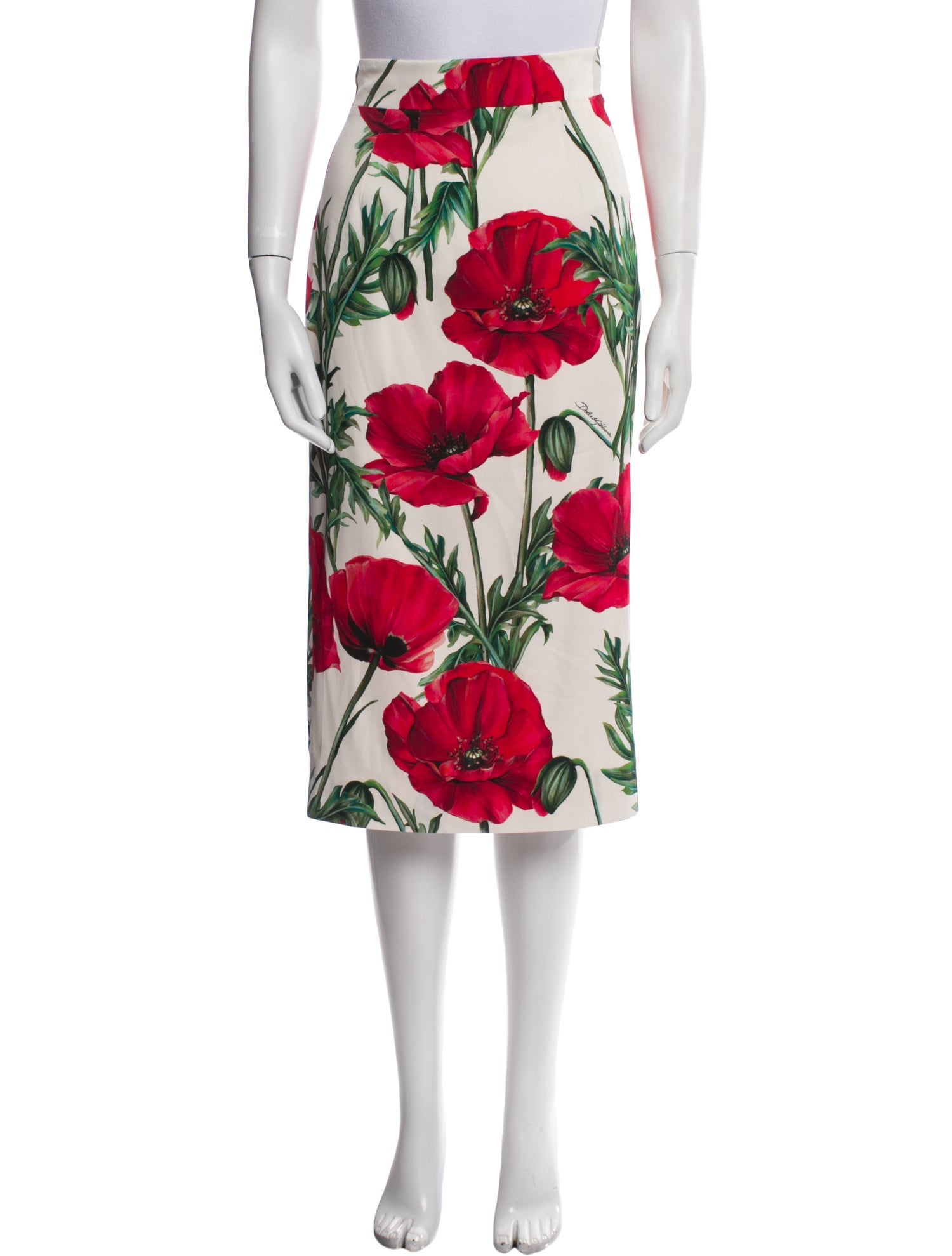 Dolce & Gabbana Silk Midi Length Skirt