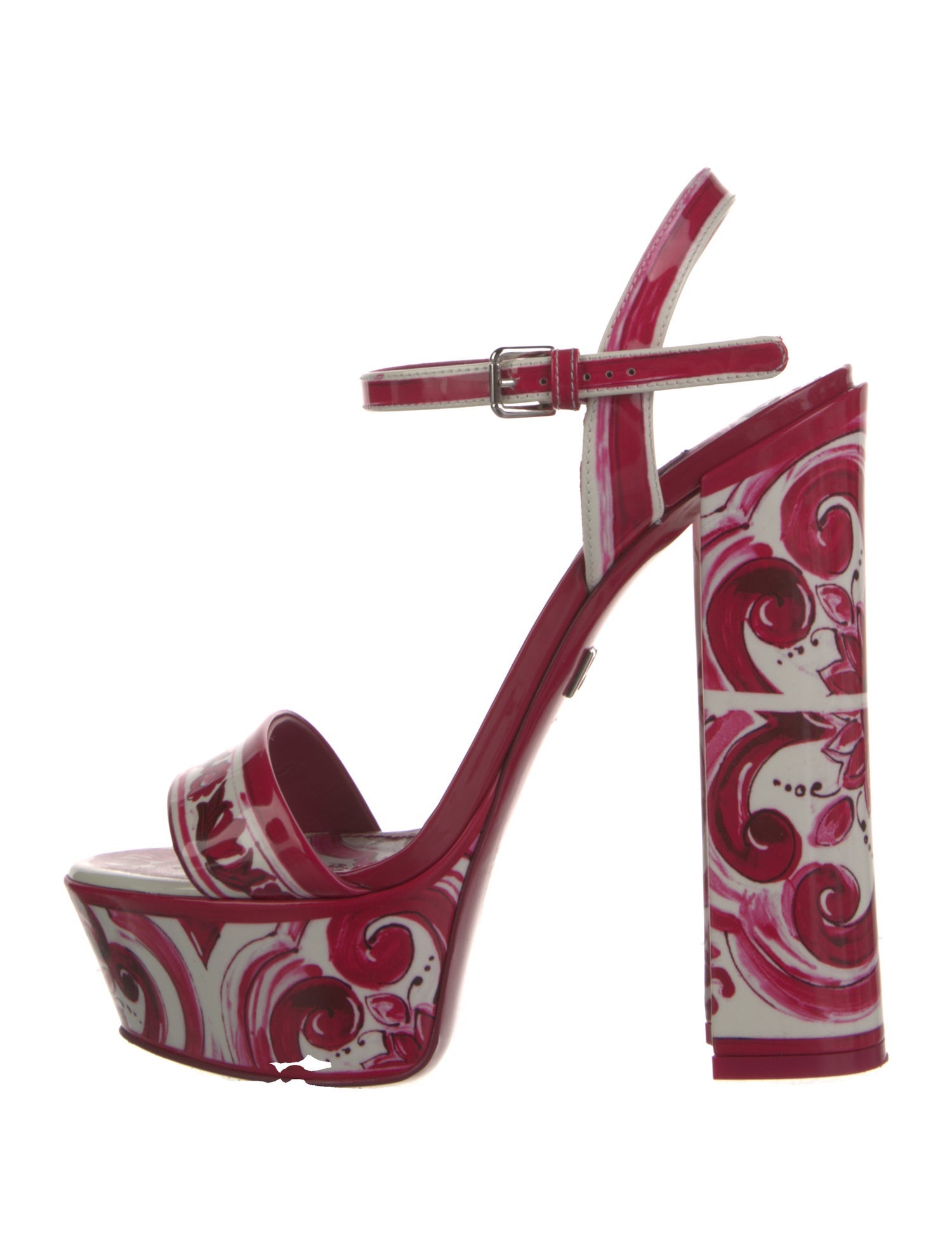 Dolce & Gabbana Patent Leather Floral Print Sandals