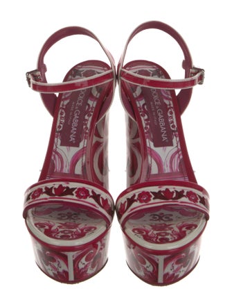 Dolce & Gabbana Patent Leather Floral Print Sandals