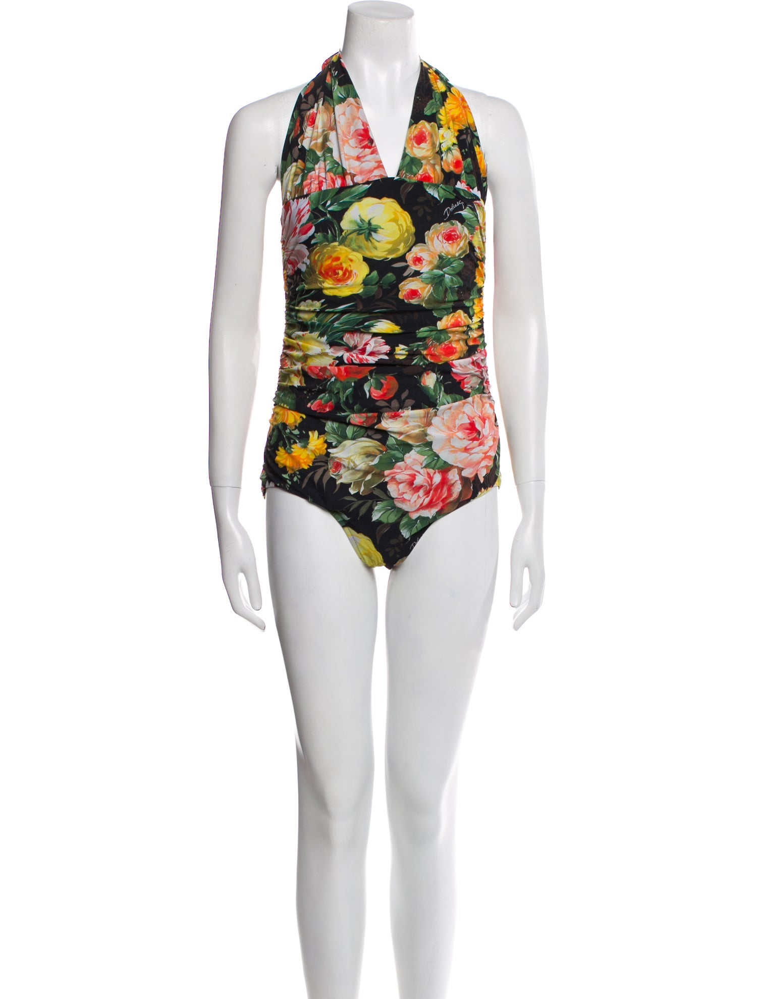 Dolce & Gabbana Floral Print Ruffle Embellishment One-Piece