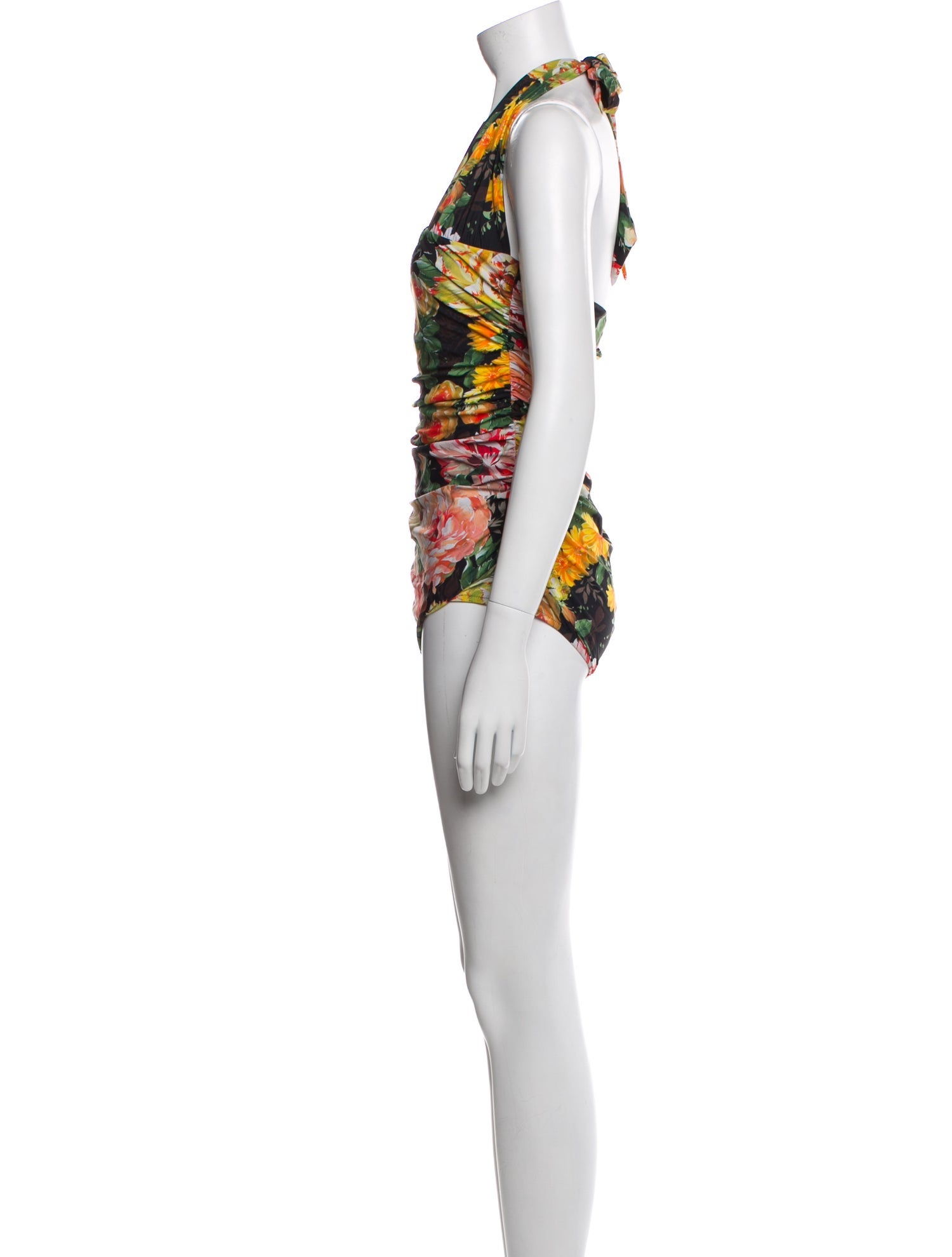 Dolce & Gabbana Floral Print Ruffle Embellishment One-Piece