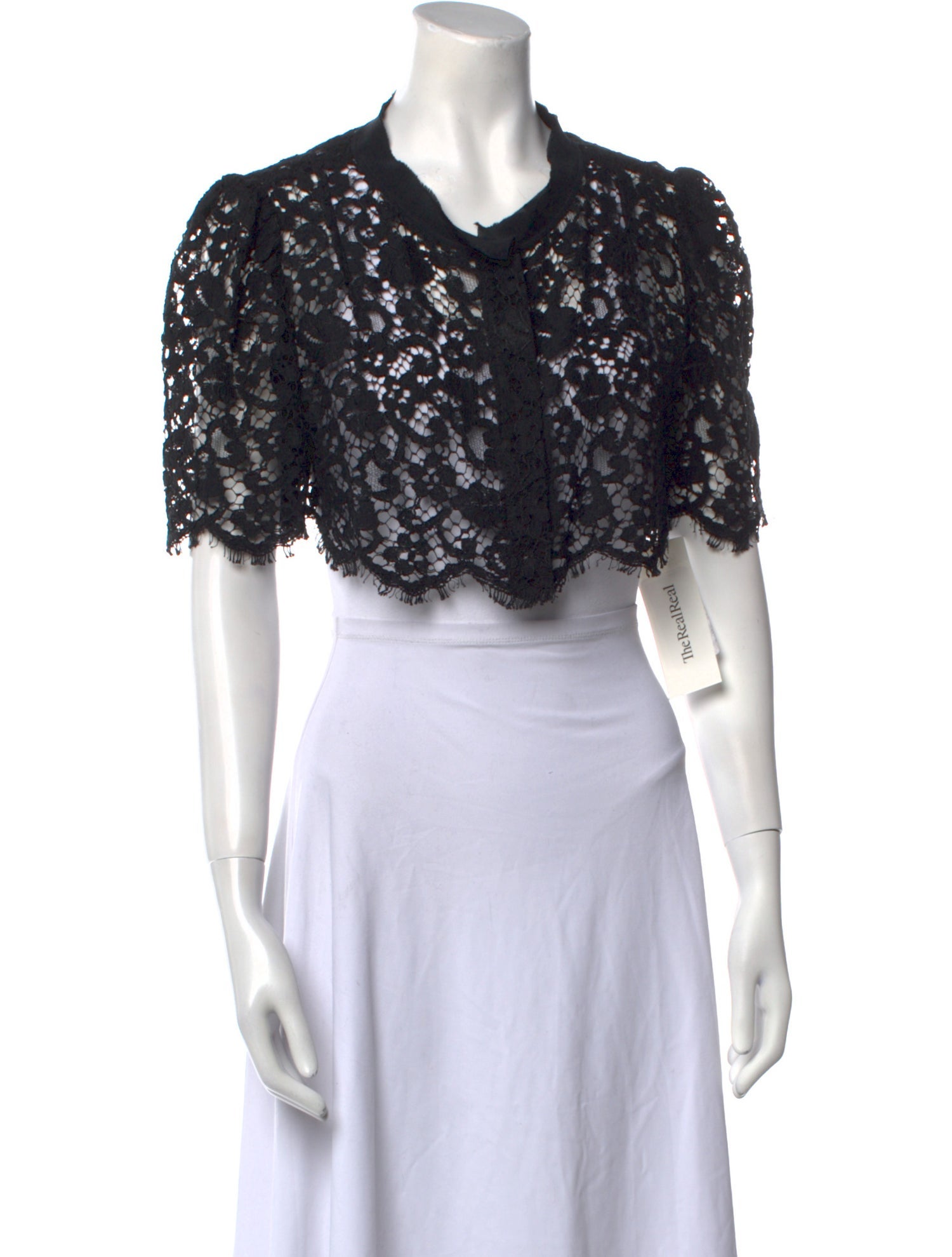 Dolce & Gabbana Lace Pattern Crew Neck Crop Top