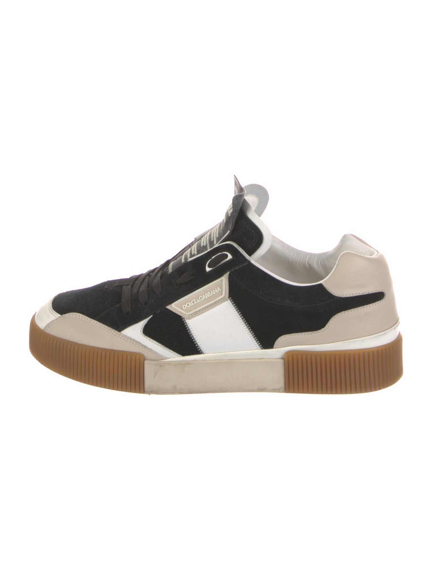 Dolce & Gabbana Suede Colorblock Pattern Sneakers