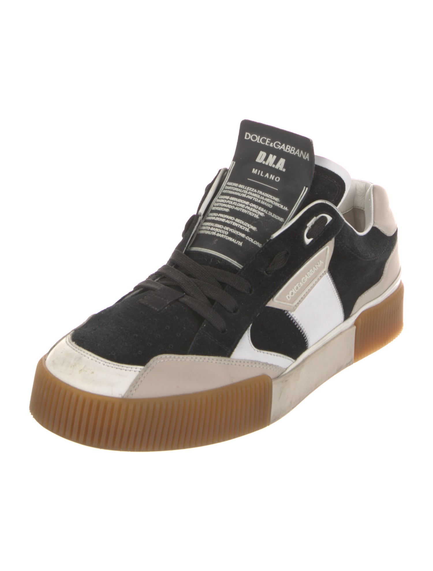 Dolce & Gabbana Suede Colorblock Pattern Sneakers