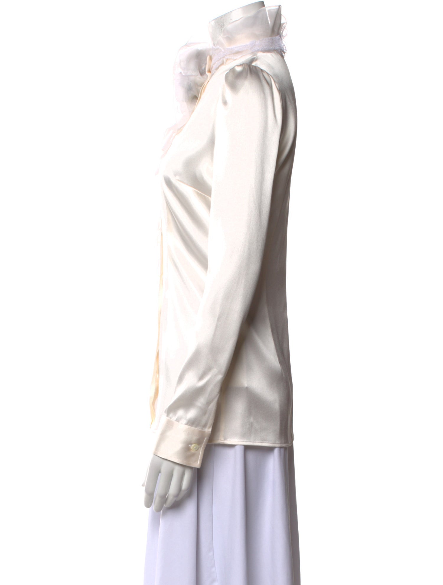 Dolce & Gabbana Silk Mock Neck Button-Up Top