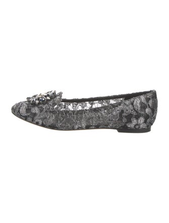 Dolce & Gabbana Lace Crystal Embellishments Flats