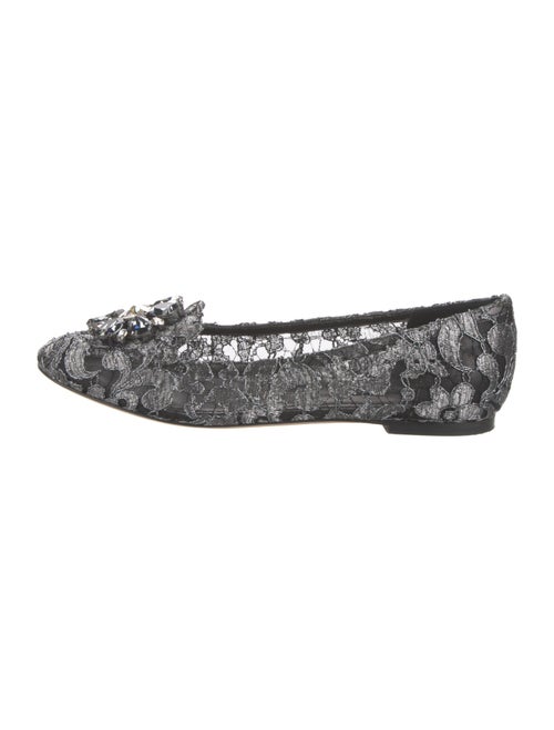 Dolce & Gabbana Lace Crystal Embellishments Flats