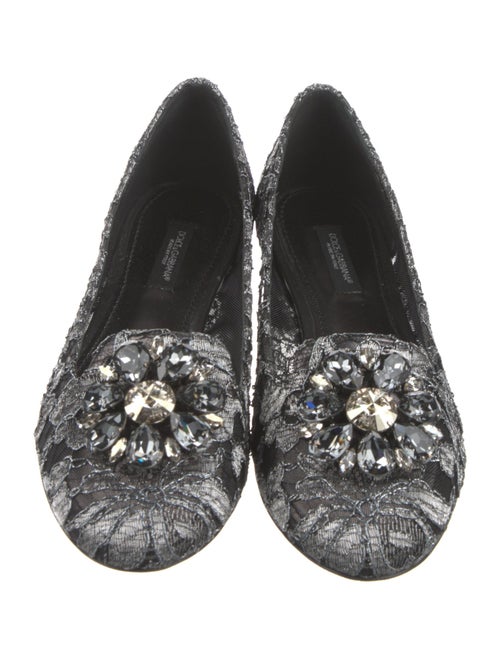 Dolce & Gabbana Lace Crystal Embellishments Flats