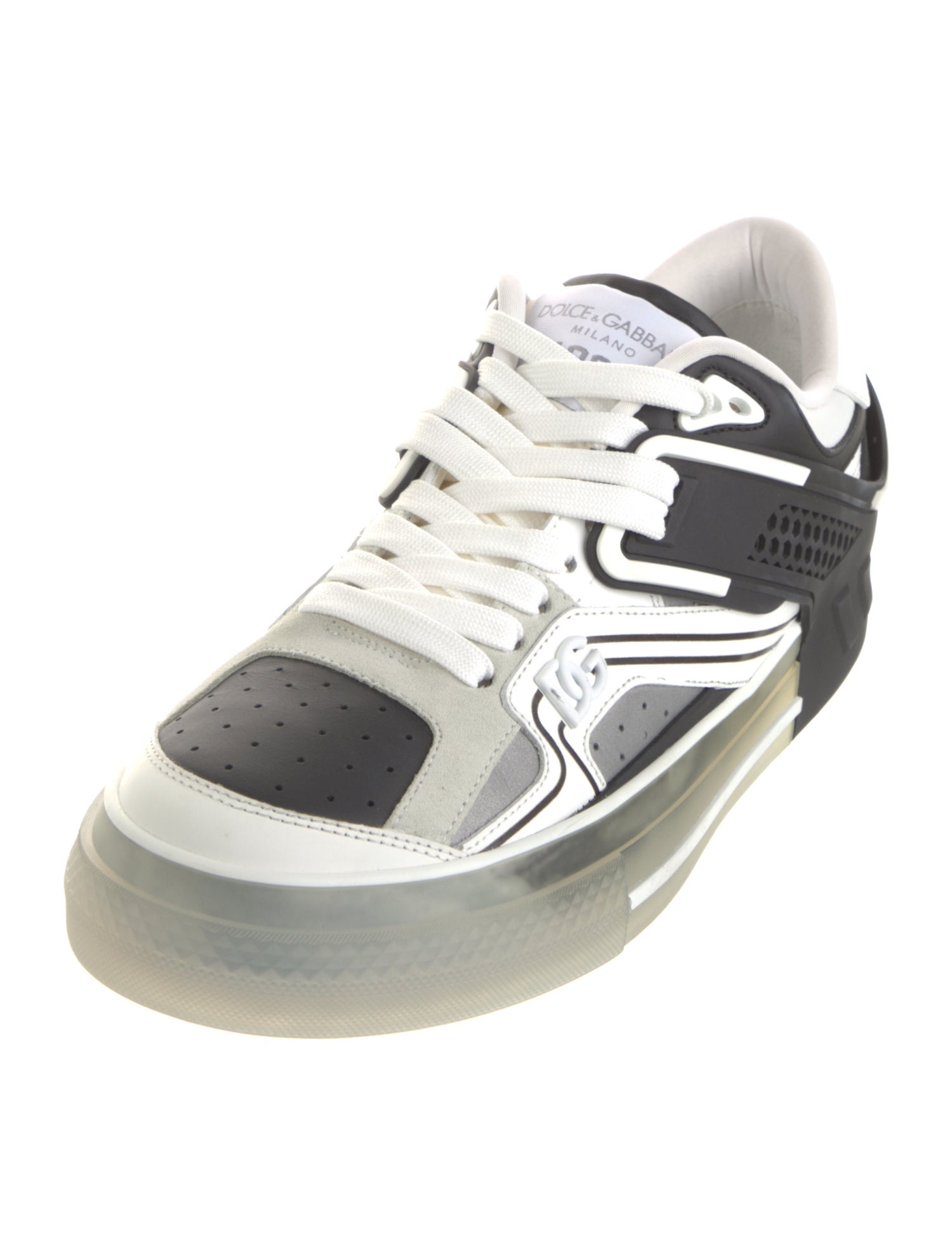 Dolce & Gabbana Leather Colorblock Pattern Sneakers