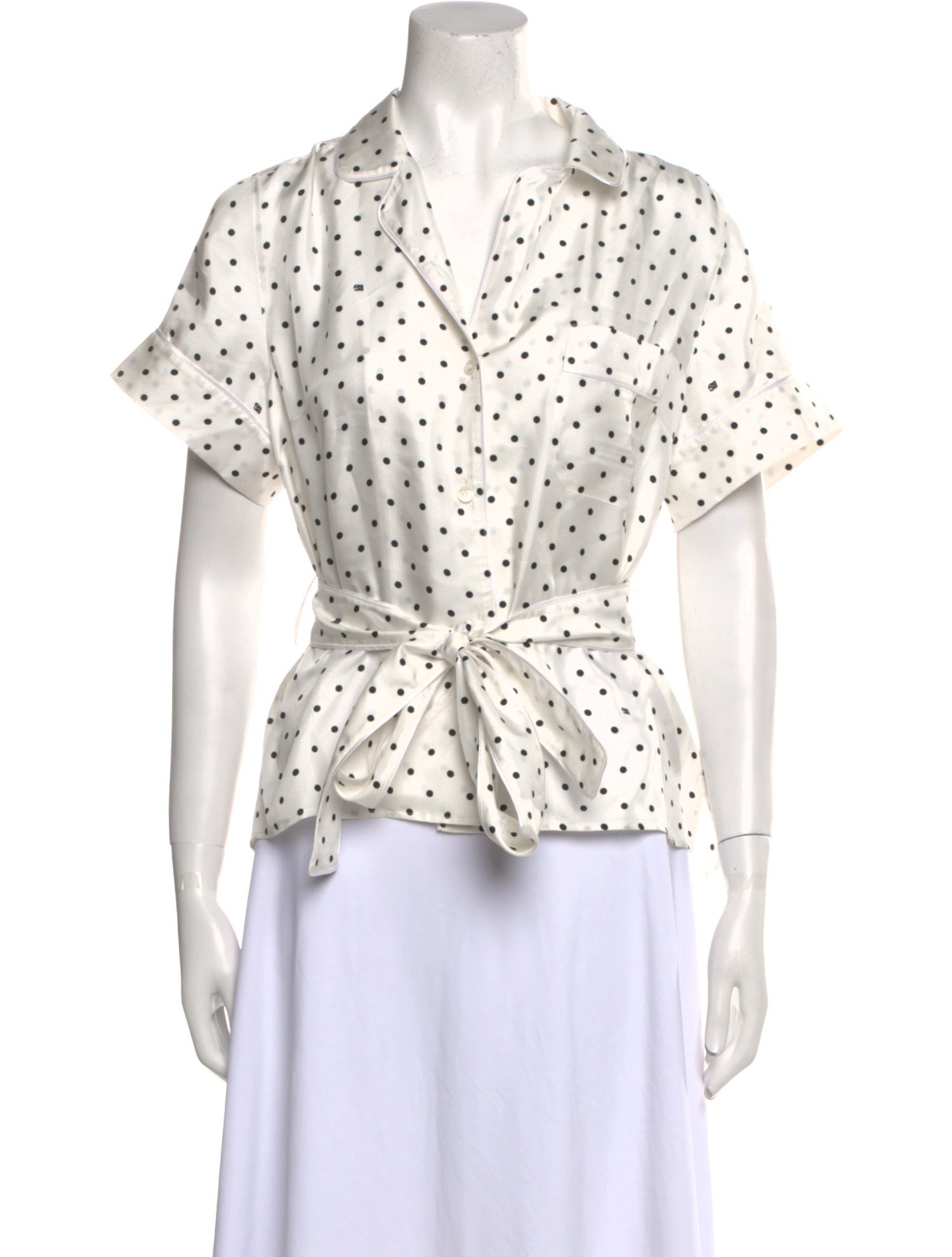 Dolce & Gabbana Silk Polka Dot Print Button-Up Top