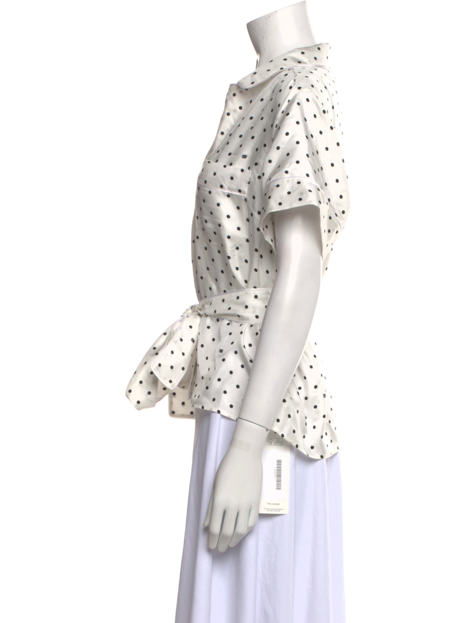 Dolce & Gabbana Silk Polka Dot Print Button-Up Top