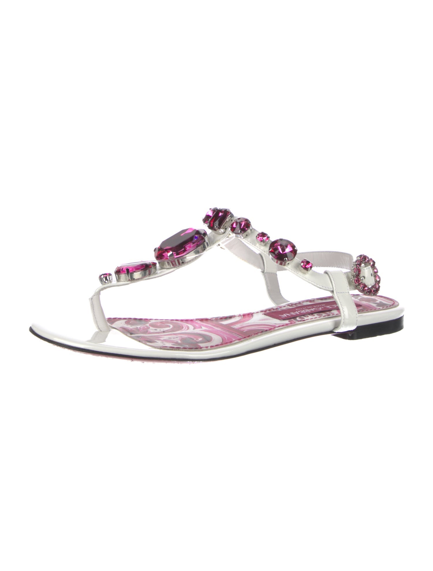 Dolce & Gabbana Patent Leather T-Strap Sandals