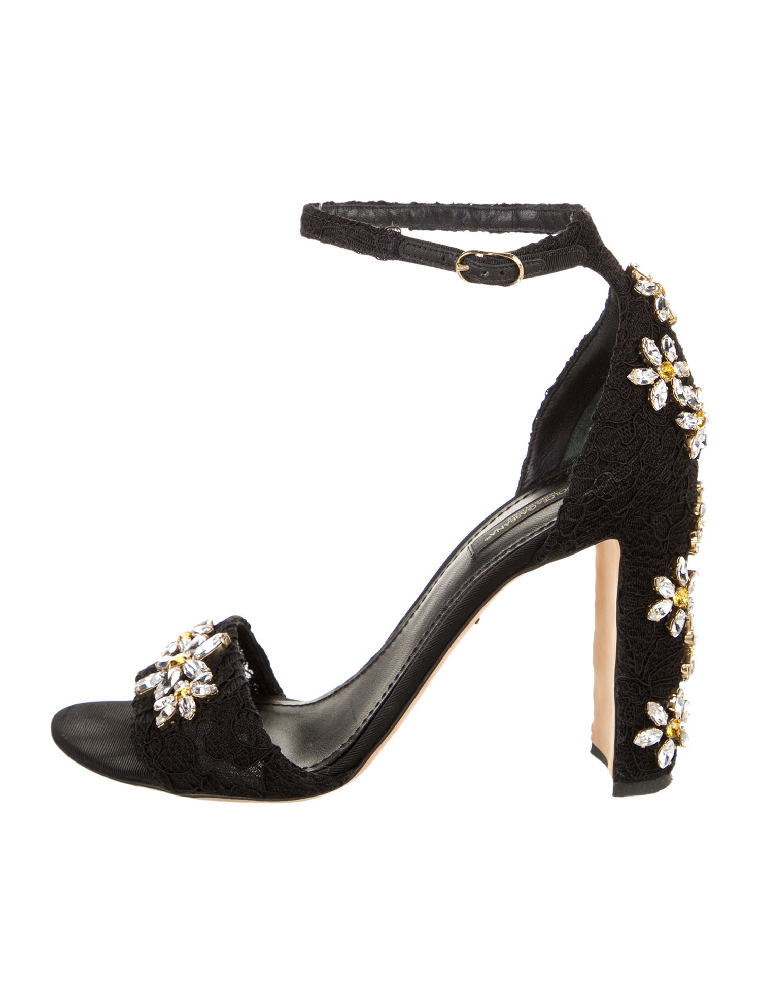 Dolce & Gabbana Lace Crystal Embellishments Sandals