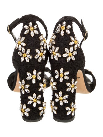 Dolce & Gabbana Lace Crystal Embellishments Sandals