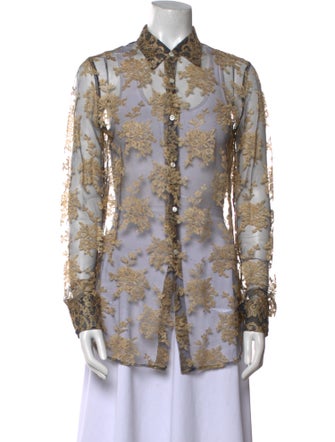 Dolce & Gabbana Lace Floral Print Button-Up Top