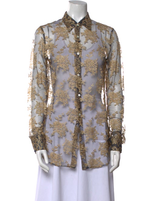 Dolce & Gabbana Lace Floral Print Button-Up Top
