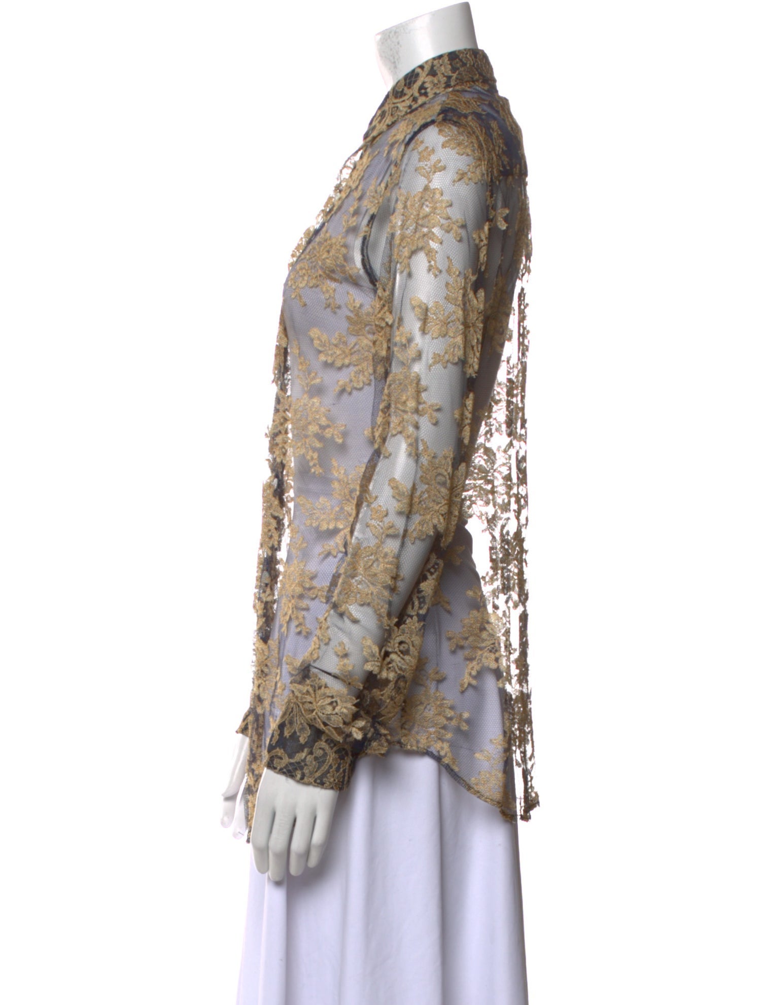 Dolce & Gabbana Lace Floral Print Button-Up Top