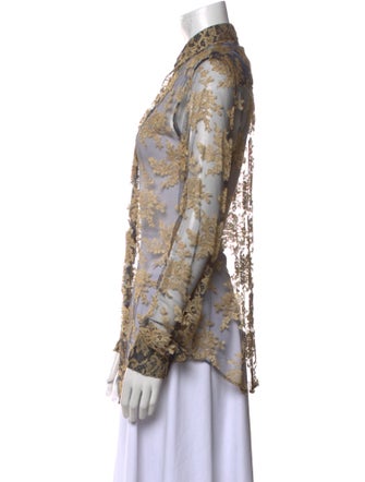 Dolce & Gabbana Lace Floral Print Button-Up Top