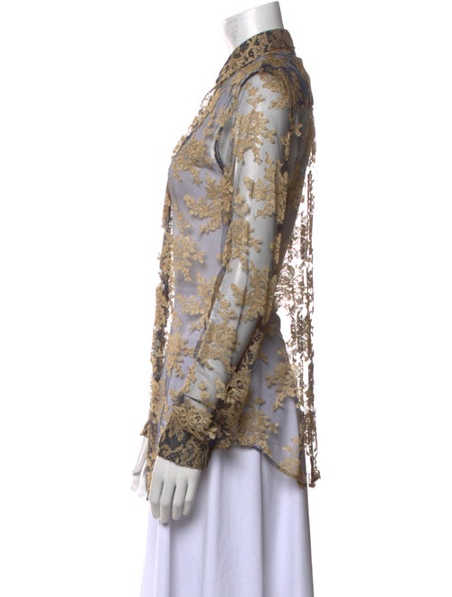Dolce & Gabbana Lace Floral Print Button-Up Top