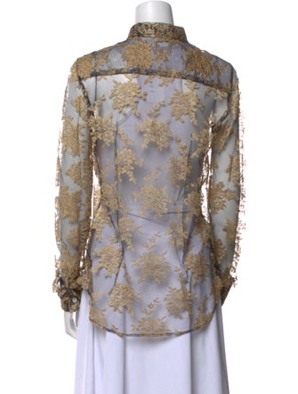 Dolce & Gabbana Lace Floral Print Button-Up Top
