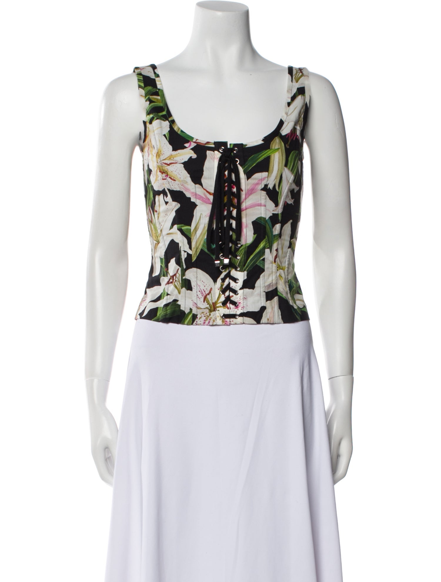 Dolce & Gabbana Floral Print Scoop Neck Crop Top