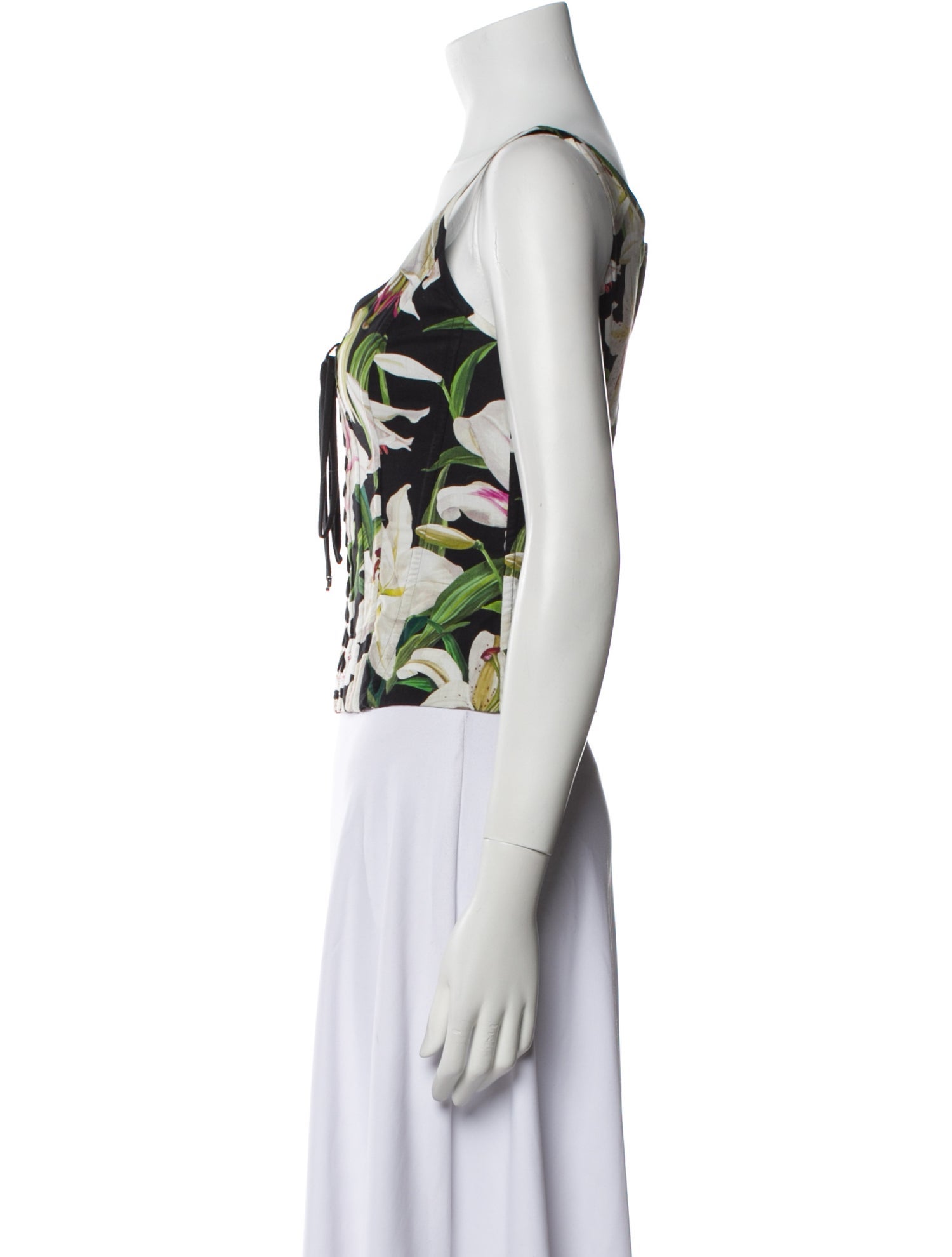 Dolce & Gabbana Floral Print Scoop Neck Crop Top