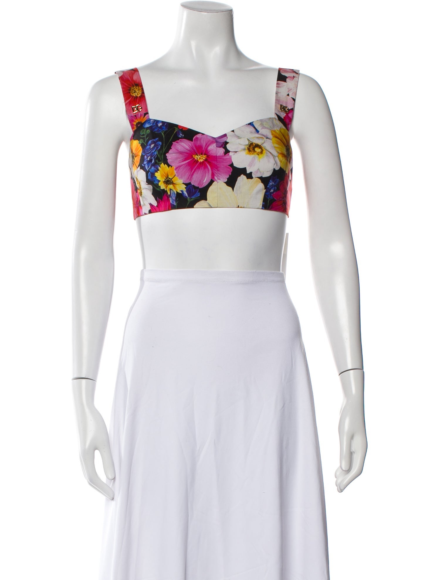 Dolce & Gabbana Floral Print Square Neckline Crop Top w/ Tags