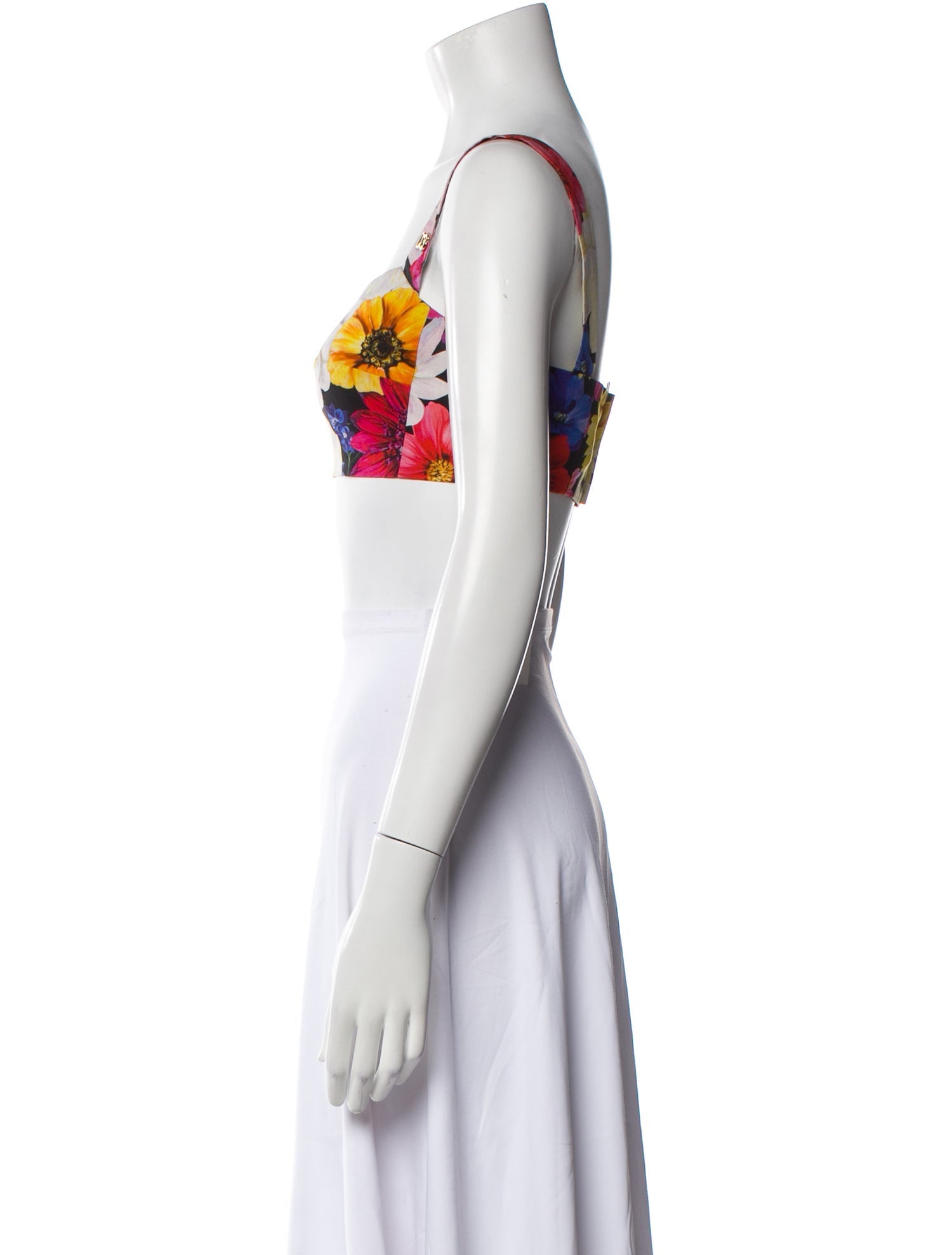 Dolce & Gabbana Floral Print Square Neckline Crop Top w/ Tags