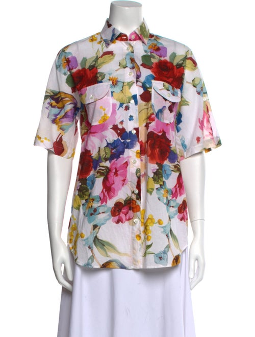 Dolce & Gabbana Floral Print Short Sleeve Button-Up Top