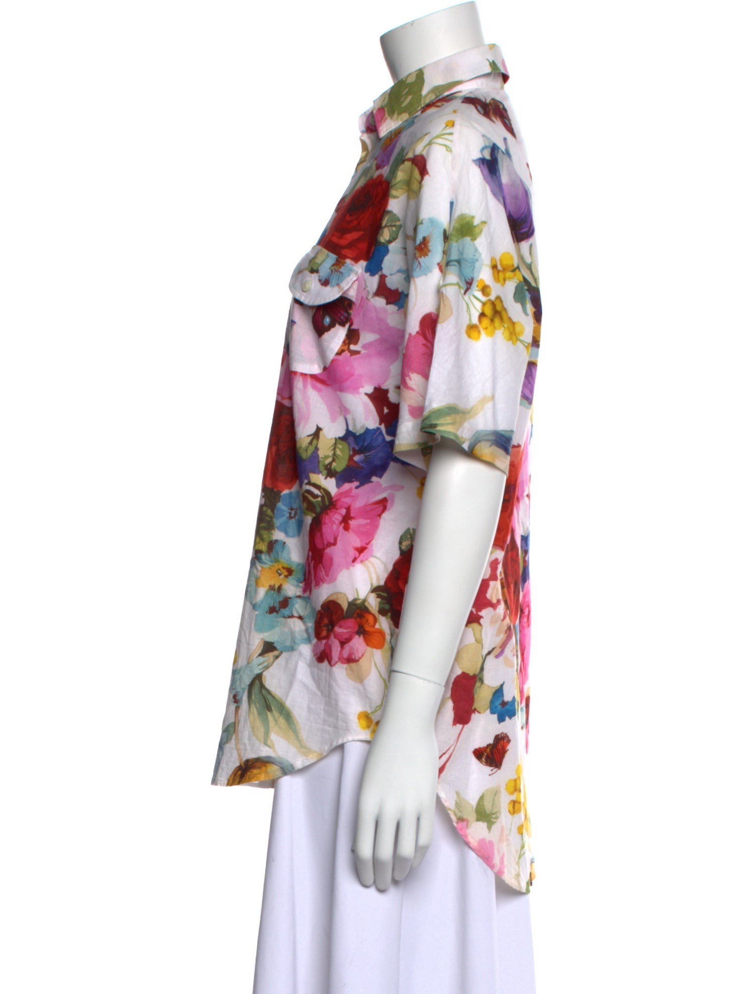 Dolce & Gabbana Floral Print Short Sleeve Button-Up Top