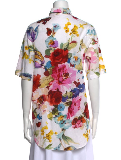 Dolce & Gabbana Floral Print Short Sleeve Button-Up Top