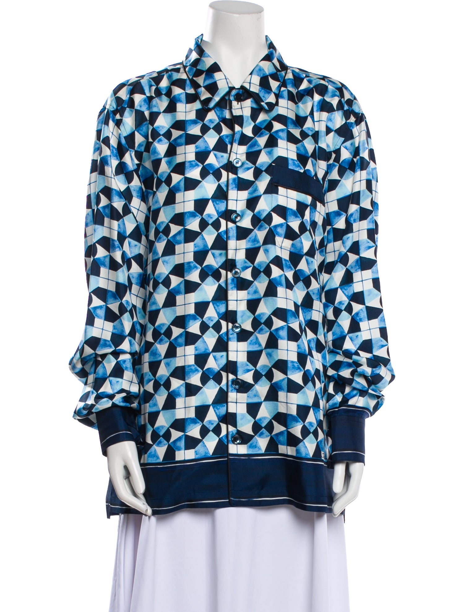 Dolce & Gabbana Silk Printed Button-Up Top