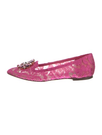 Dolce & Gabbana Lace Crystal Embellishments Ballet Flats
