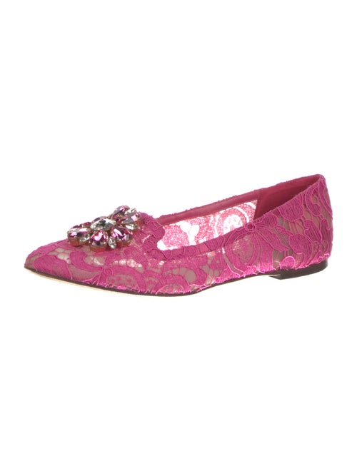 Dolce & Gabbana Lace Crystal Embellishments Ballet Flats