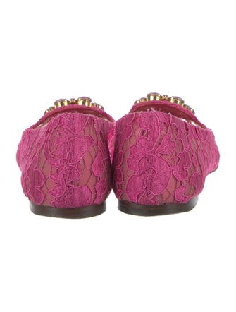 Dolce & Gabbana Lace Crystal Embellishments Ballet Flats