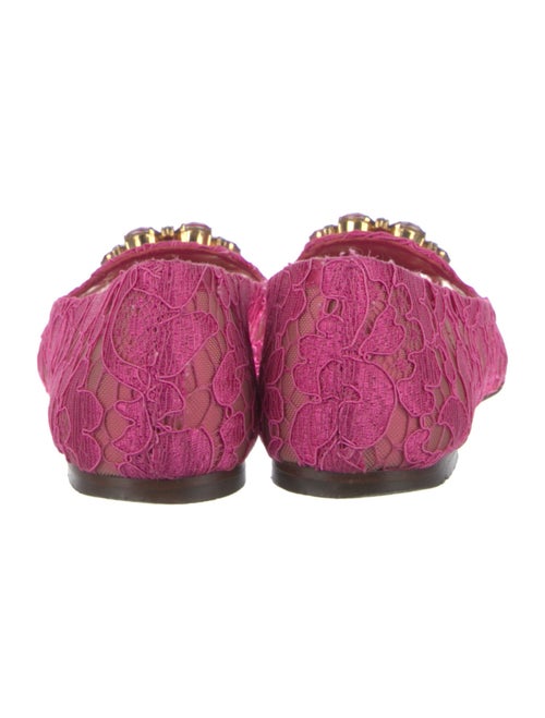 Dolce & Gabbana Lace Crystal Embellishments Ballet Flats