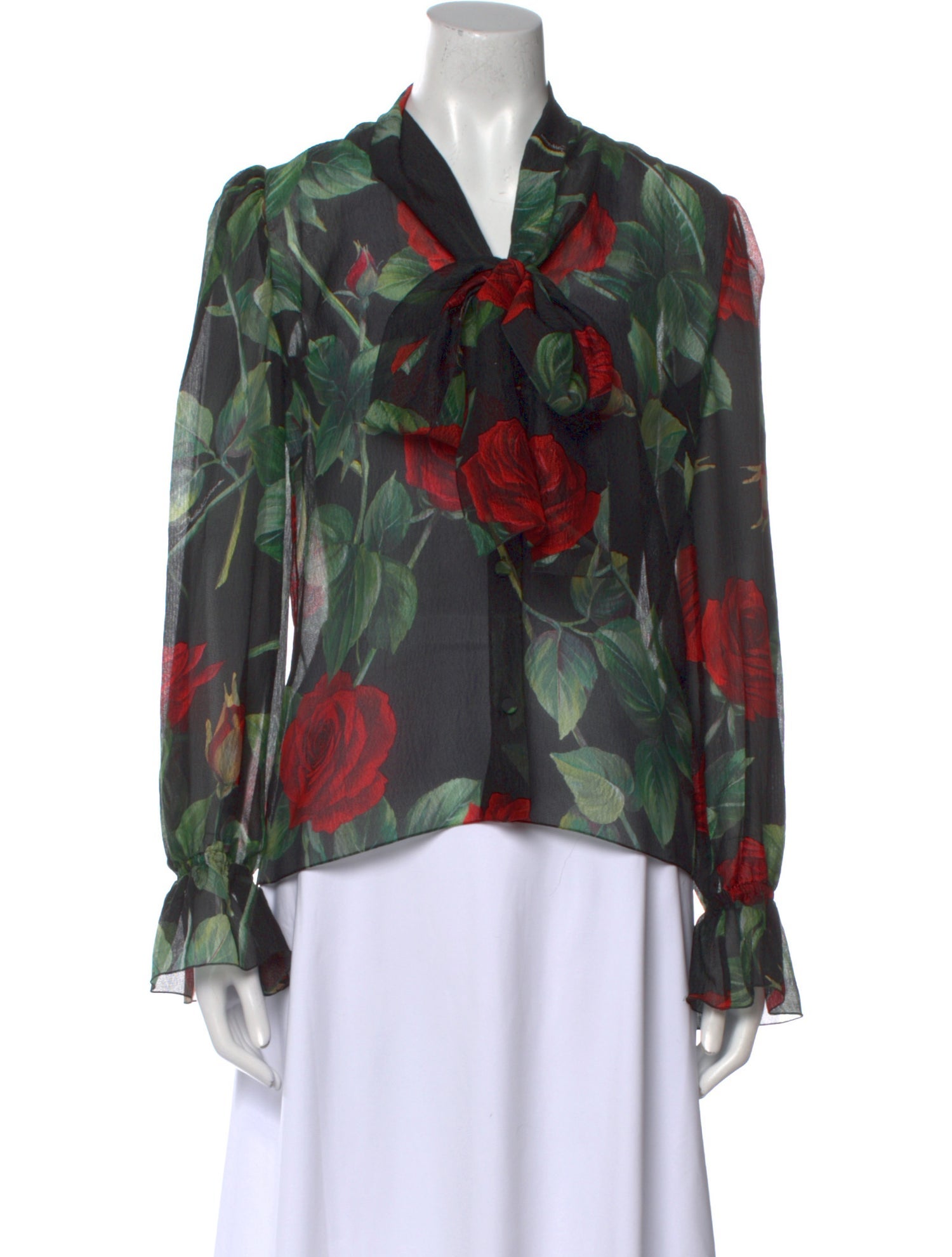 Dolce & Gabbana Silk Floral Print Blouse