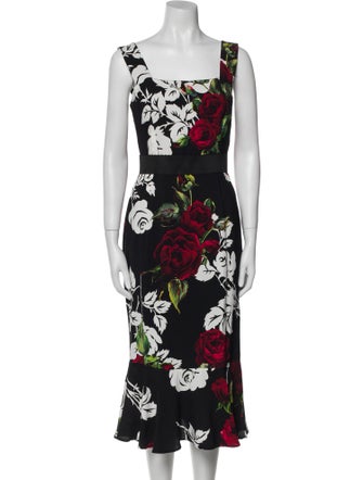 Dolce & Gabbana Floral Print Midi Length Dress