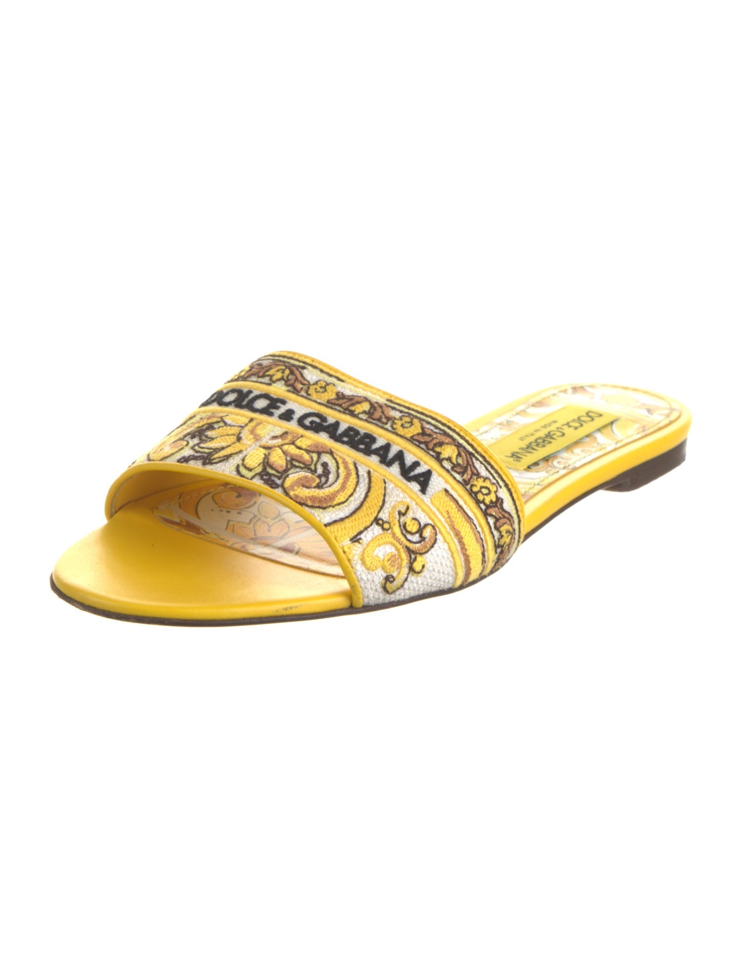 Dolce & Gabbana Leather Printed Slides