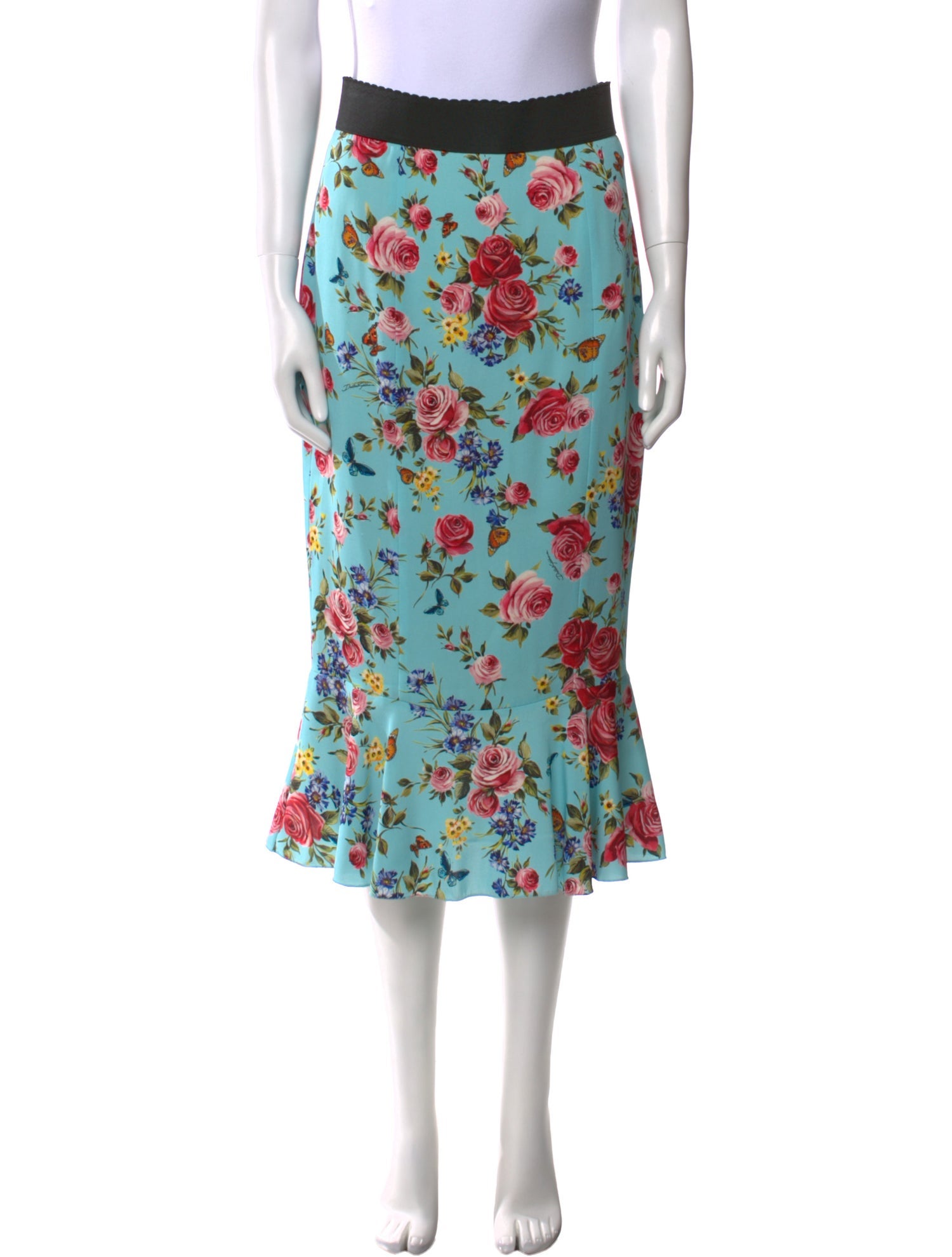 Dolce & Gabbana Silk Midi Length Skirt