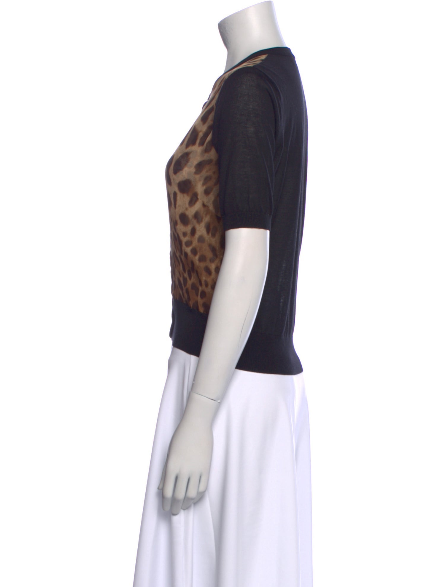 Dolce & Gabbana Animal Print Crew Neck Crop Top