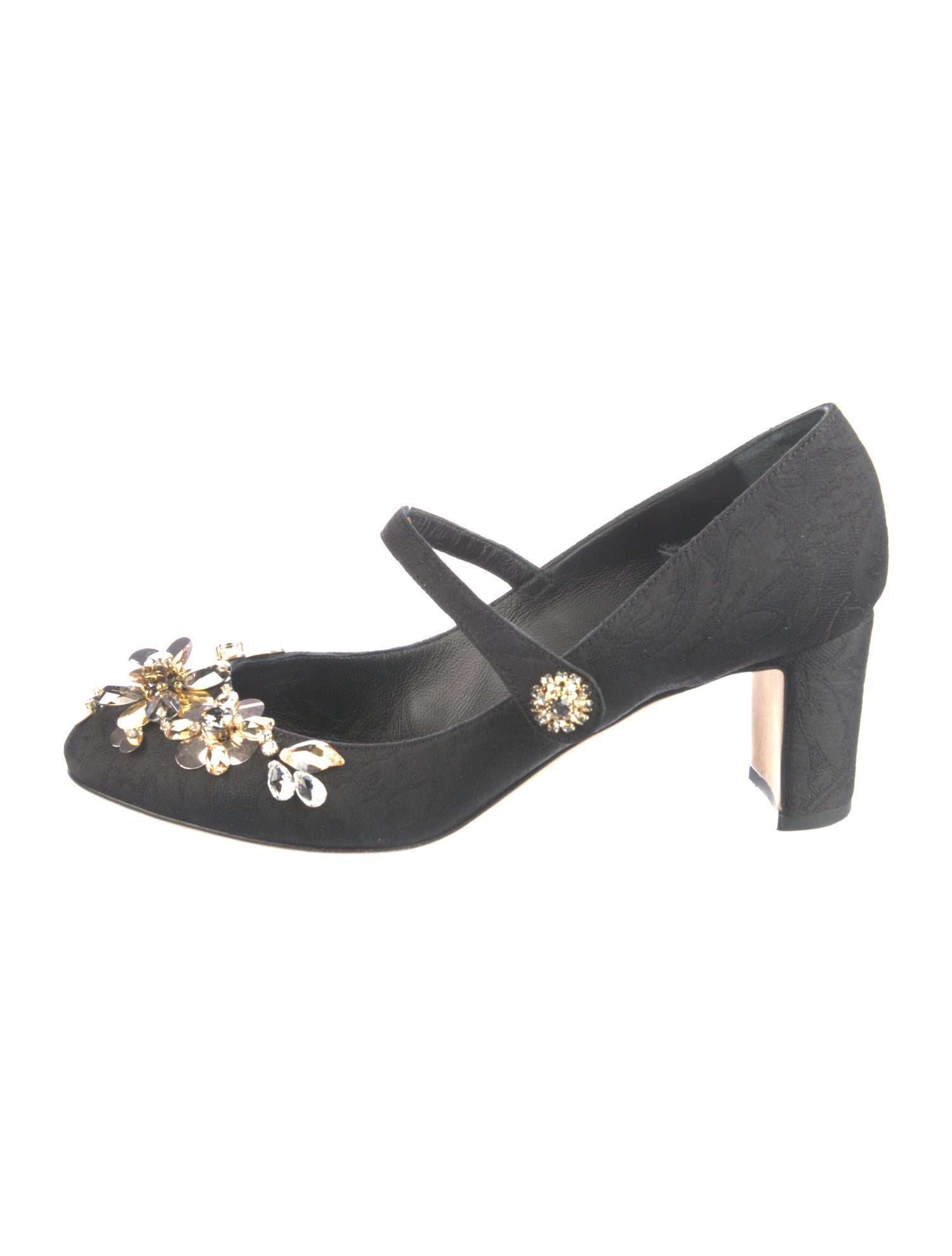 Dolce & Gabbana Jacquard Crystal Embellishments Pumps