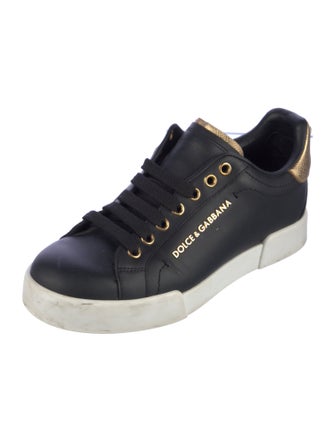 Dolce & Gabbana Faux Pearl Accents Leather Sneakers