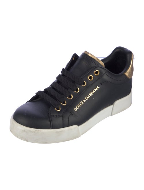 Dolce & Gabbana Faux Pearl Accents Leather Sneakers