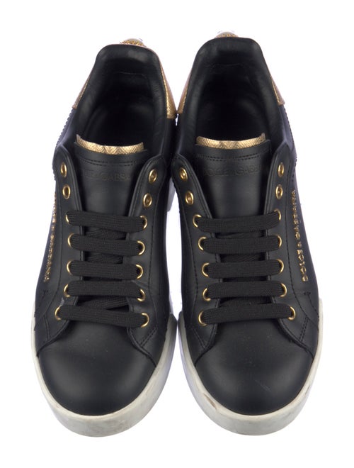 Dolce & Gabbana Faux Pearl Accents Leather Sneakers