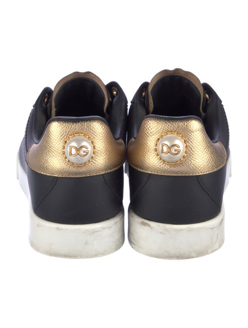 Dolce & Gabbana Faux Pearl Accents Leather Sneakers