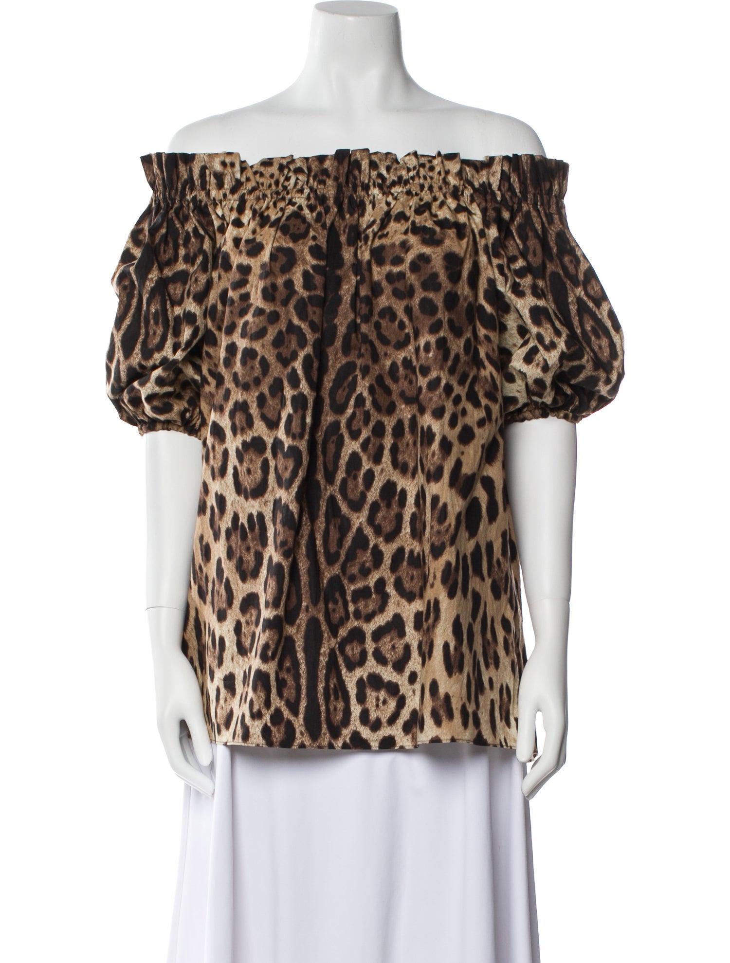 Dolce & Gabbana Animal Print Off-The-Shoulder Blouse
